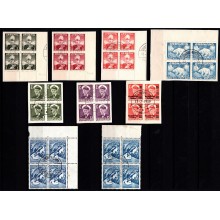 Tilbud, Grønland, 9 forskellige fireblokke, flot stemplet.